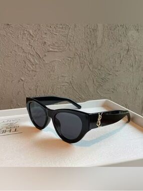 Macy's Black Cat-Eye Sunglasses with Silver Chain Accent